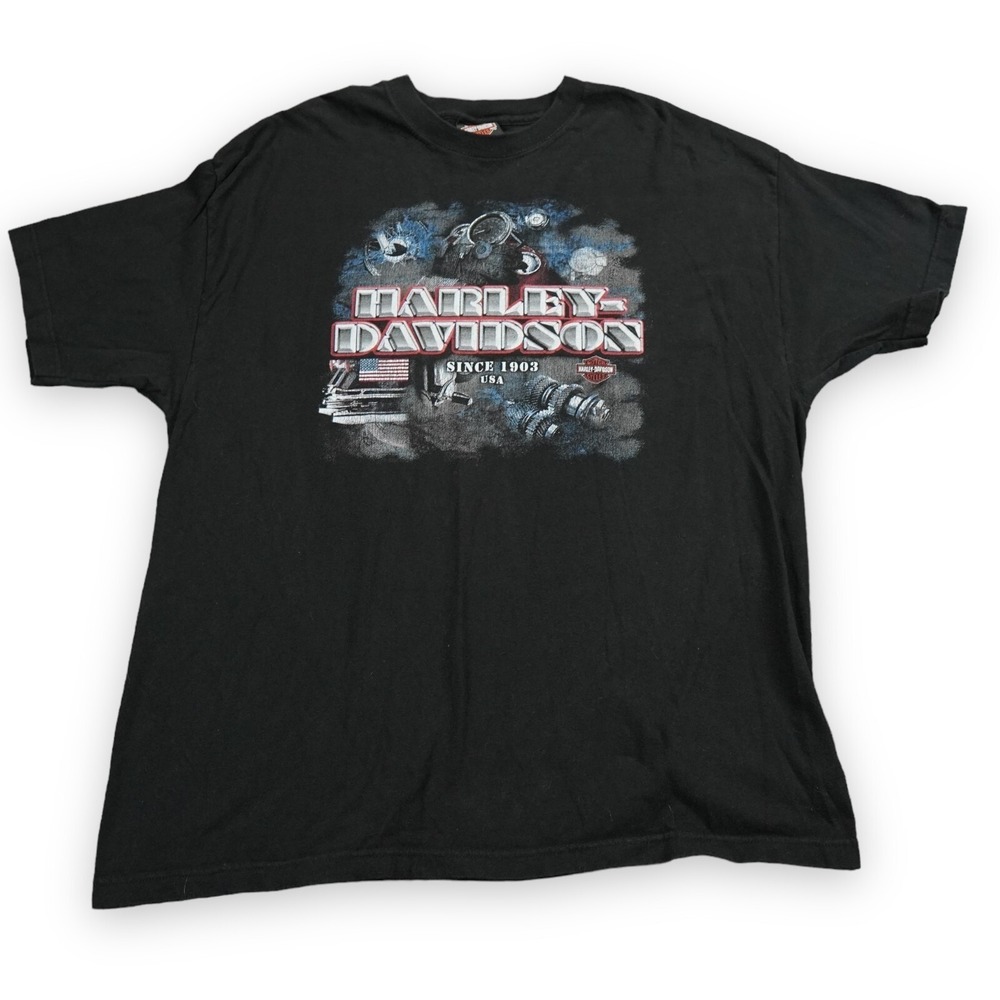 VTG Harley Davidson Shirt Nassau Bahamas Mens‎ Large Black Steel Spellout USA